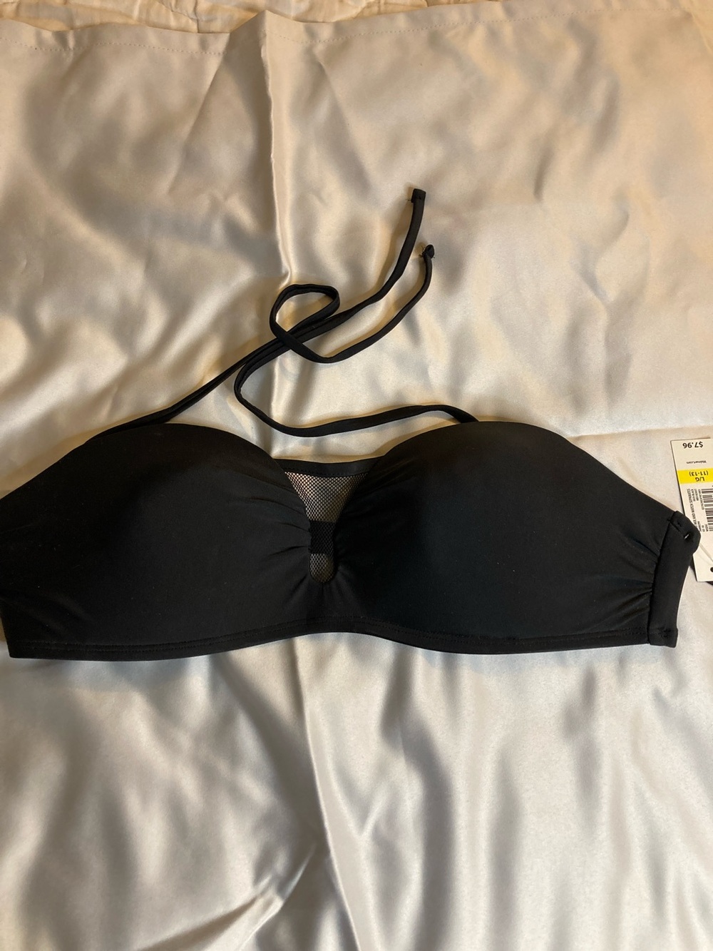 No Boundaries Black Bandeau Bikini Top with Removable Halter Tie